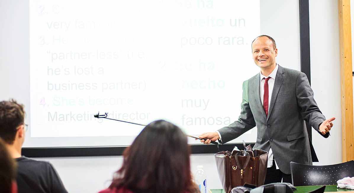Students watch on during a seminar